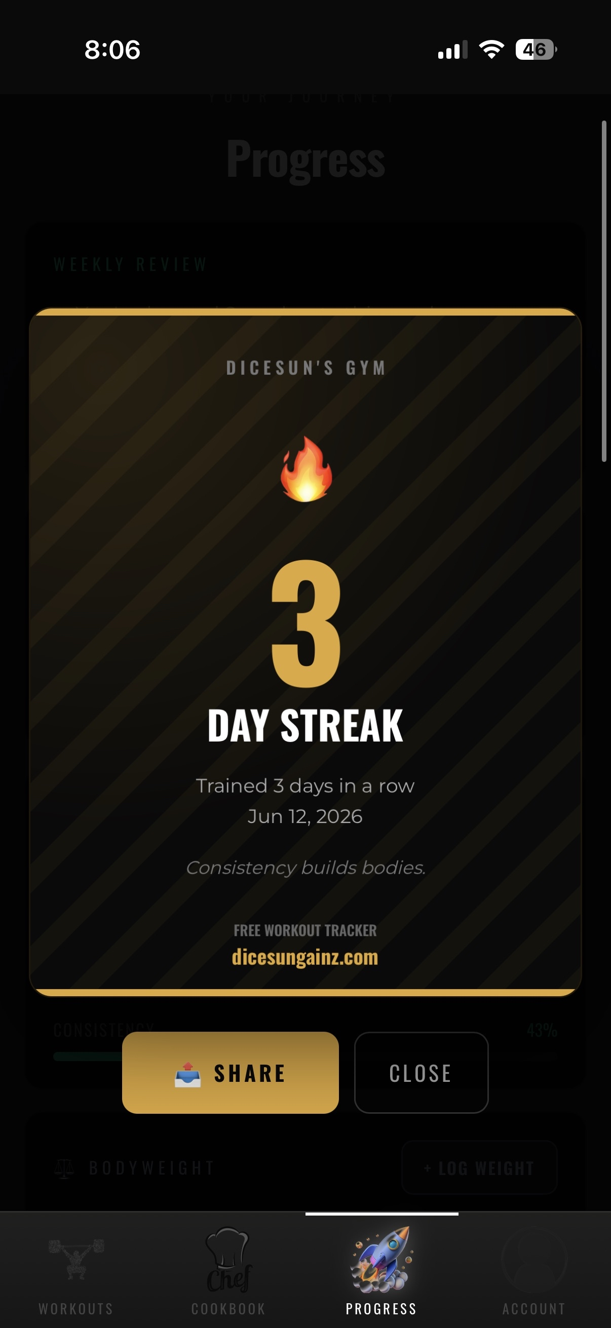 Streak share card — 3 day streak